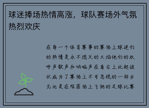 球迷捧场热情高涨，球队赛场外气氛热烈欢庆